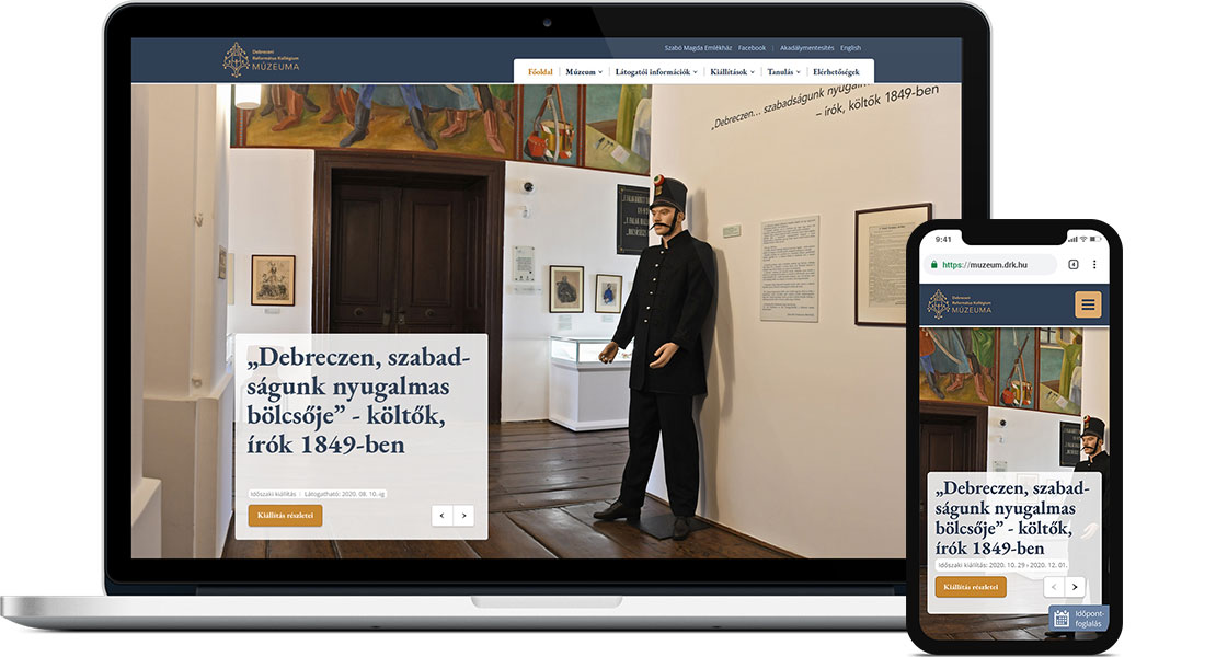 DRK Múzeuma egyedi fejlesztésű honlap
