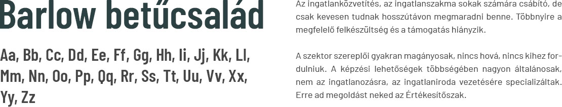 Értékesítőszak tipográfia, betűkészlet